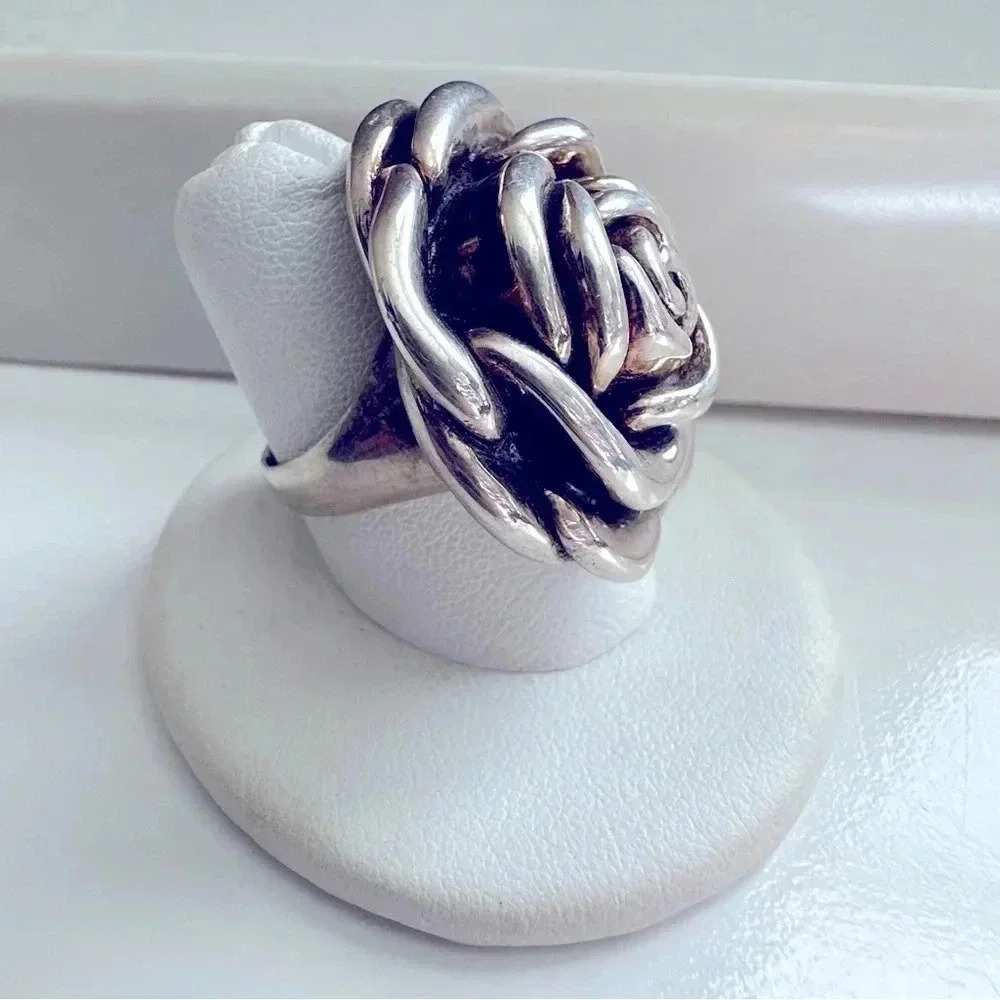 Sterling Silver Large Statement Rose Ring - image 2